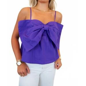 NEW TIMING front bow coquette top in purple